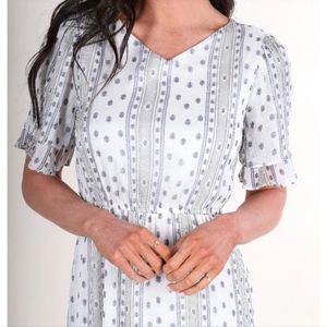 London Aztec XL Maxi Dress Blue White Modest NWOT